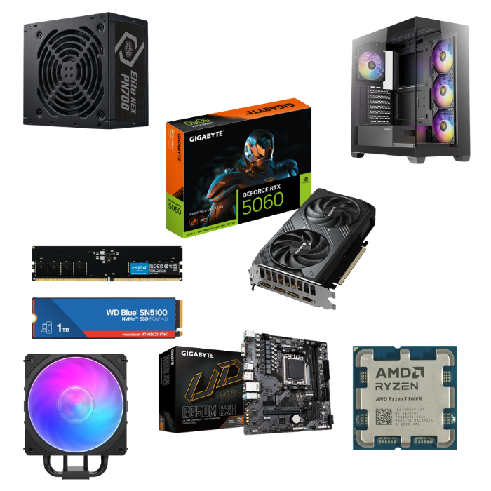 מחשב גיימינג CX300 ARGB עם AMD Ryzen 5 9600X, RTX 5060, 16GB DDR5 ו־1TB NVMe