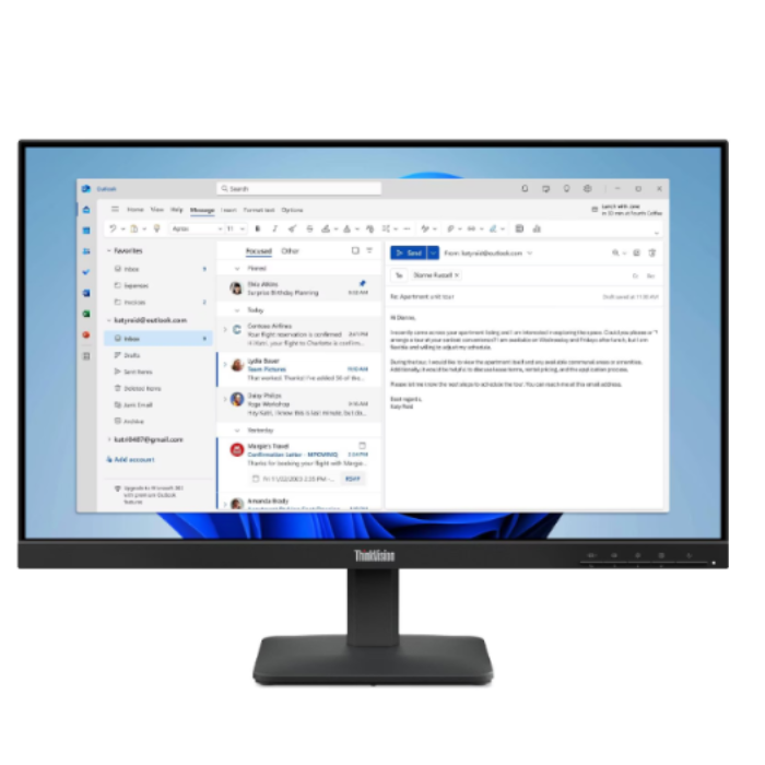 Lenovo ThinkVision S24-4e 4ms 100Hz FHD IPS 23.8 HDMI VGA Black Vesa מסך