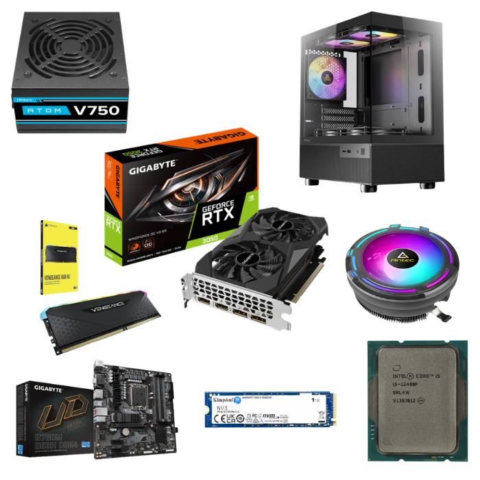 מחשב גיימינג CX200M RGB עם Intel Core i5-12400F, RTX 3050, 16GB DDR4 ו־1TB SSD