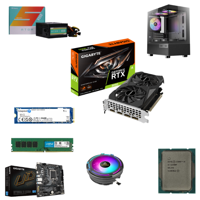 מחשב גיימינג CX200M RGB עם Intel Core i5-12400F, RTX 3050, 16GB RAM ו־1TB NVMe