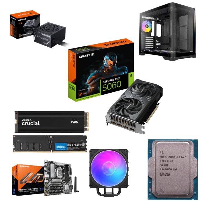 מחשב גיימינג C5 Curve ARGB עם Intel Core Ultra 5 250KF, RTX 5060, 32GB RAM ו־1TB NVMe