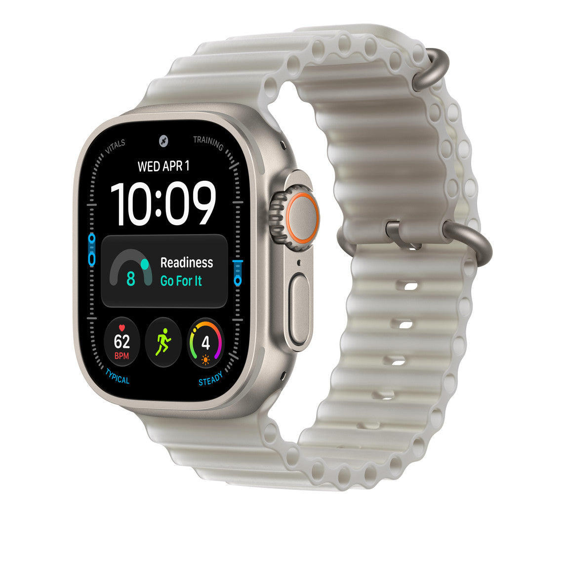 רצועת Apple Ocean Band ל-Apple Watch 49mm אפור שקוף עם גימור טיטניום טבעי