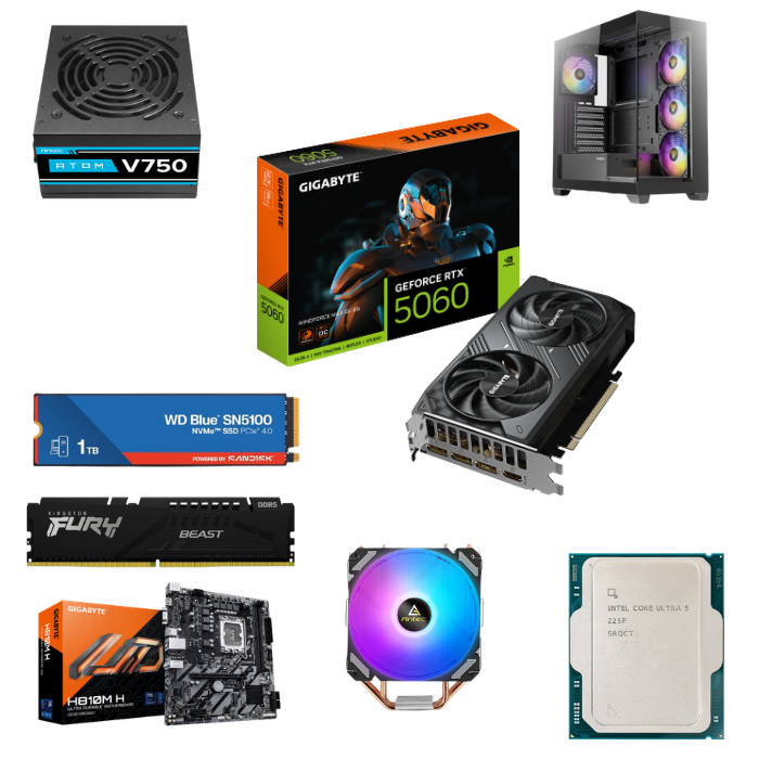 מחשב גיימינג CX300 ARGB עם Intel Core Ultra 5 225F, RTX 5060, 16GB DDR5 ו־1TB NVMe