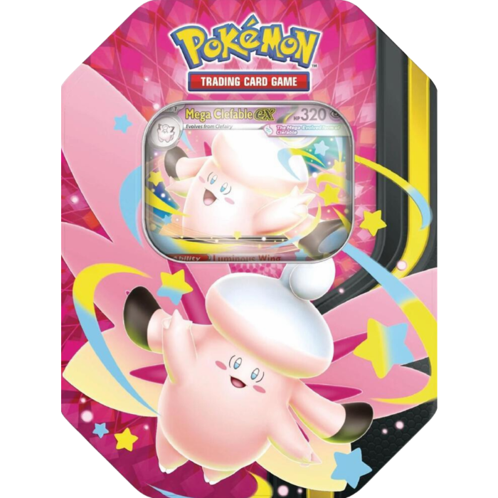 מארז קלפי Pokémon TCG Mega Moonlit Tin – Mega Gengar ex או Mega Clefable ex