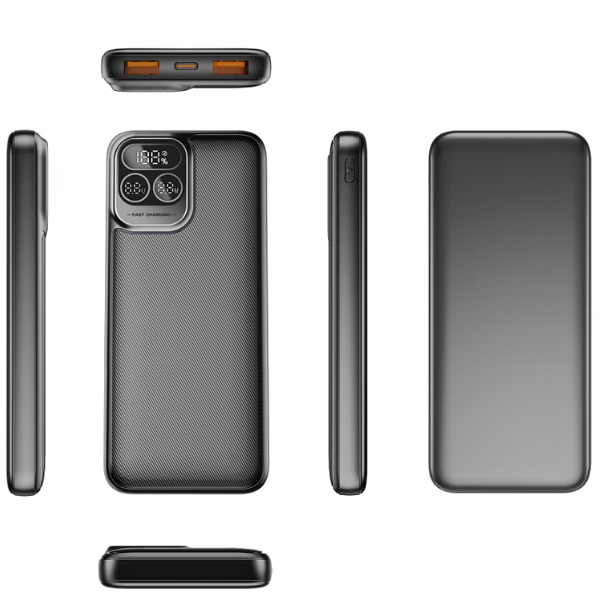 מטען נייד Essentials PowerBank 10,000mAh 42W עם צג LCD – שחור